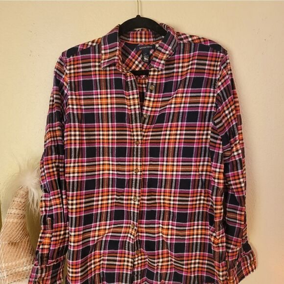 Lands End Womens Flannel Button Down Top - Picture 1 of 5